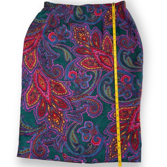 Anne Crimmins For Umi Collections Womens Silk Skirt Knee Length Vibrant Boho 10 - Picture 13 of 13